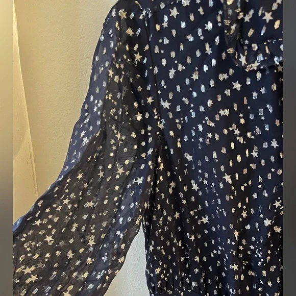 PRICE DROP! Kate Spade New York Night Navy Blue & Silver Sky Dot Midi Dress - Picture 6 of 7